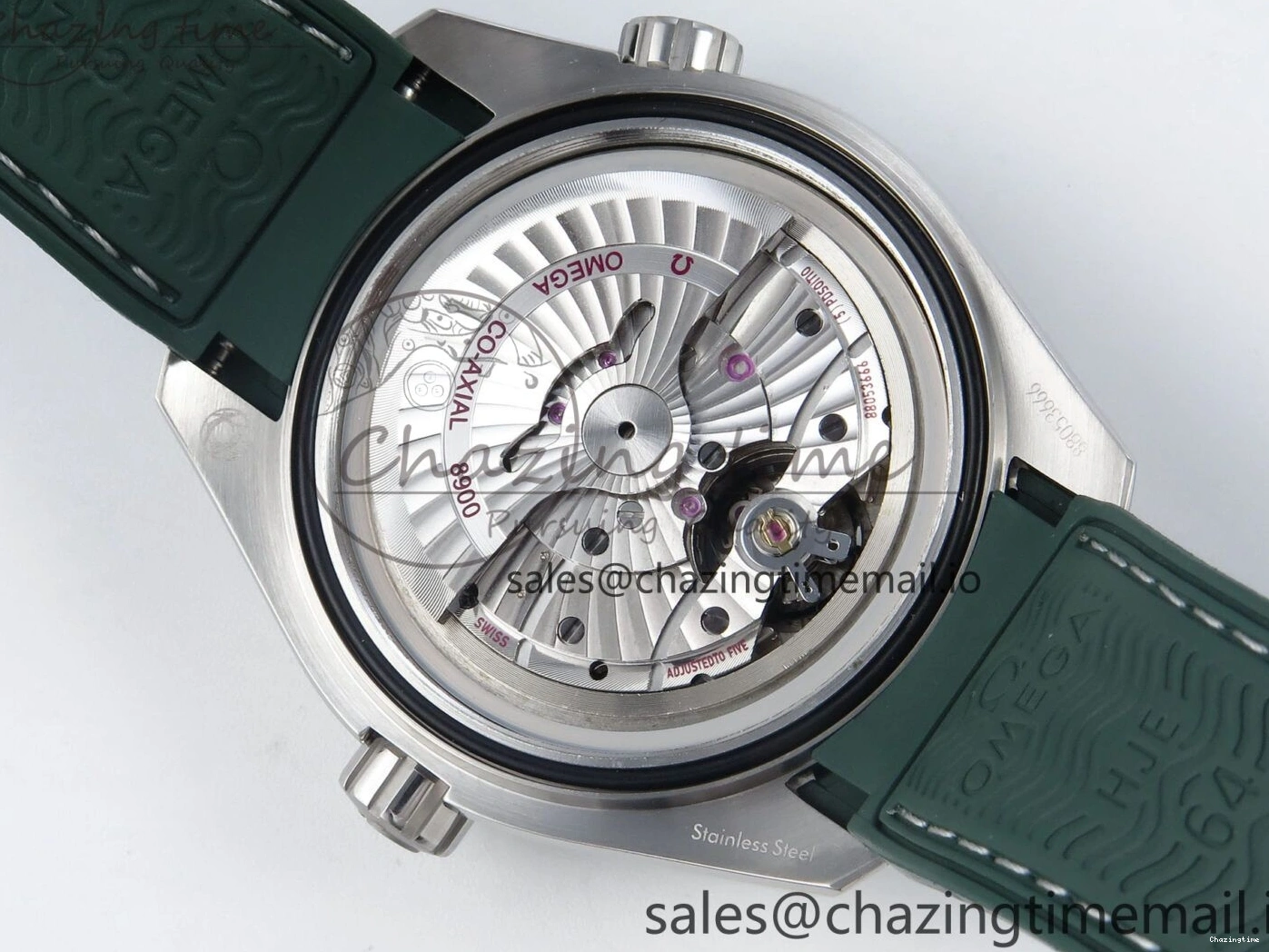 0416 Bold Seamaster Planet Ocean 600M 43.5mm SS SCF 1:1 Best Edition Green Bezel Gray Dial on Green Rubber Strap A8900 Super Clone 7666